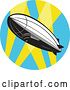 Vector Clip Art of Retro Zeppelin Blimp in a Circle of Spot Lights by Patrimonio