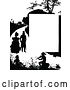 Vector Clip Art of Silhouetted Fiddler and Pedestrians Page Border by Prawny Vintage