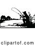 Vector Clip Art of Silhouetted Fishing Guy by Prawny Vintage
