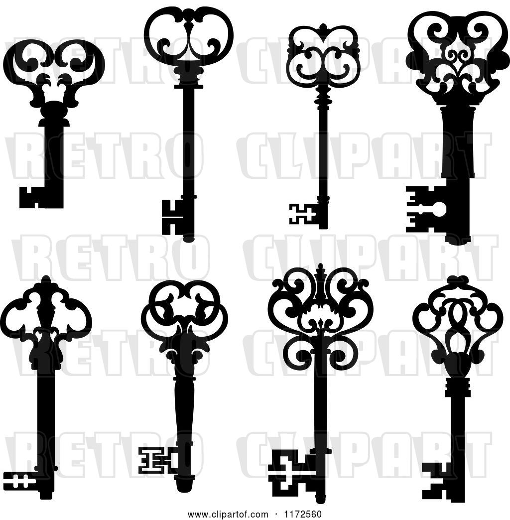 Vector Clip Art of Retro Antique Skeleton Keys 2 by Vector Tradition SM ...