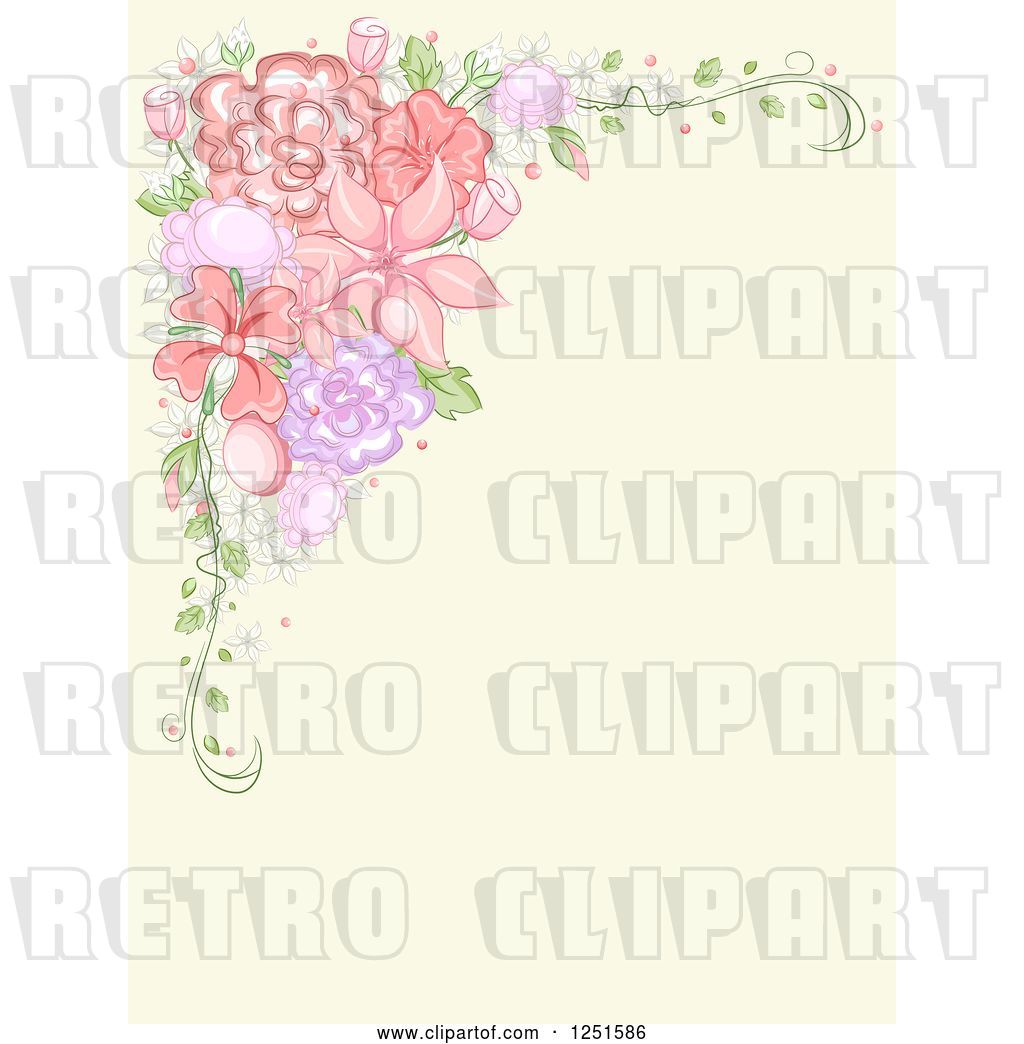 Vector Clip Art of Retro Background with a Corner Border of Flowers by ...
