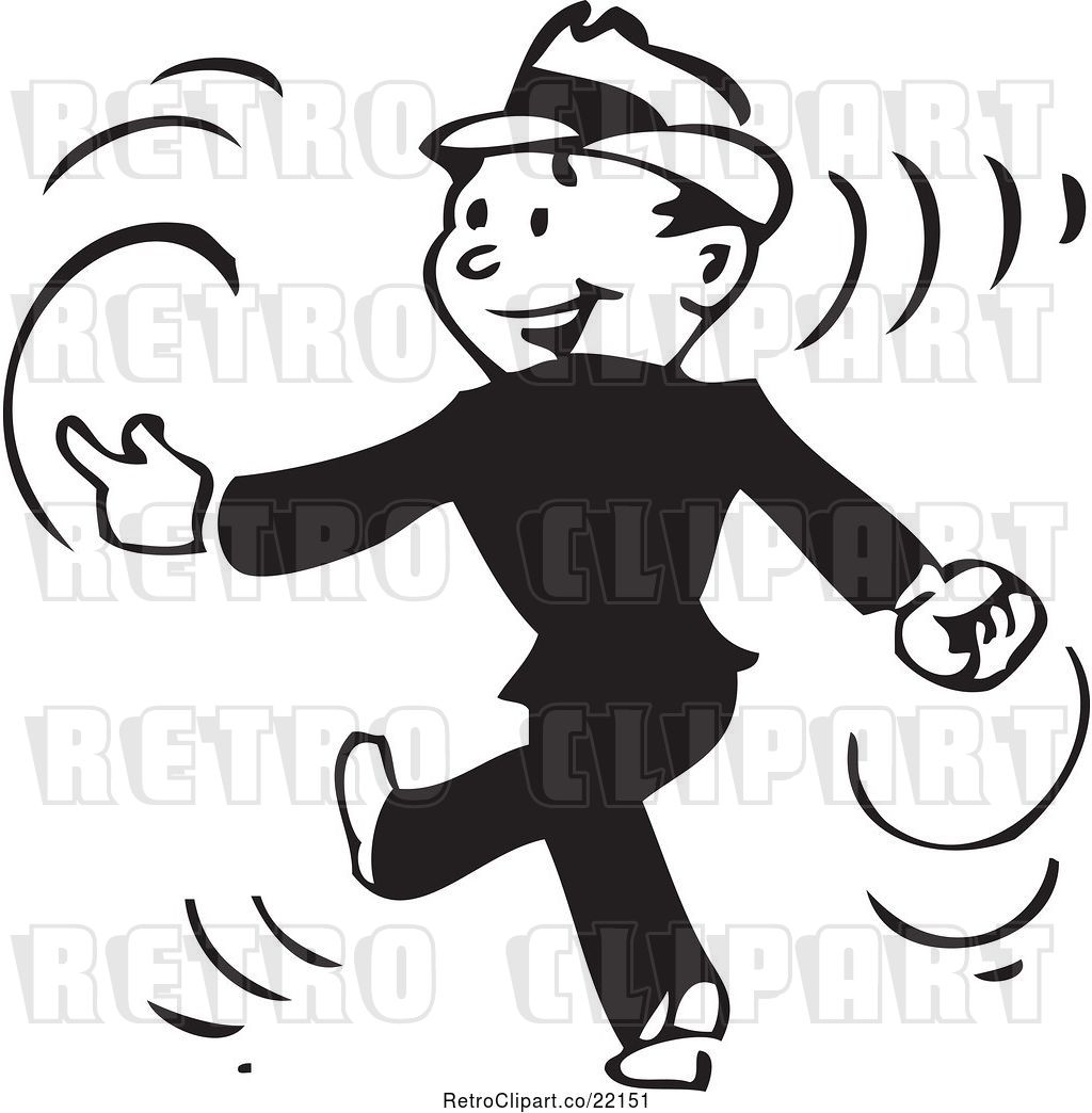 Vector Clip Art of Retro Business Man Walking and Snapping ...