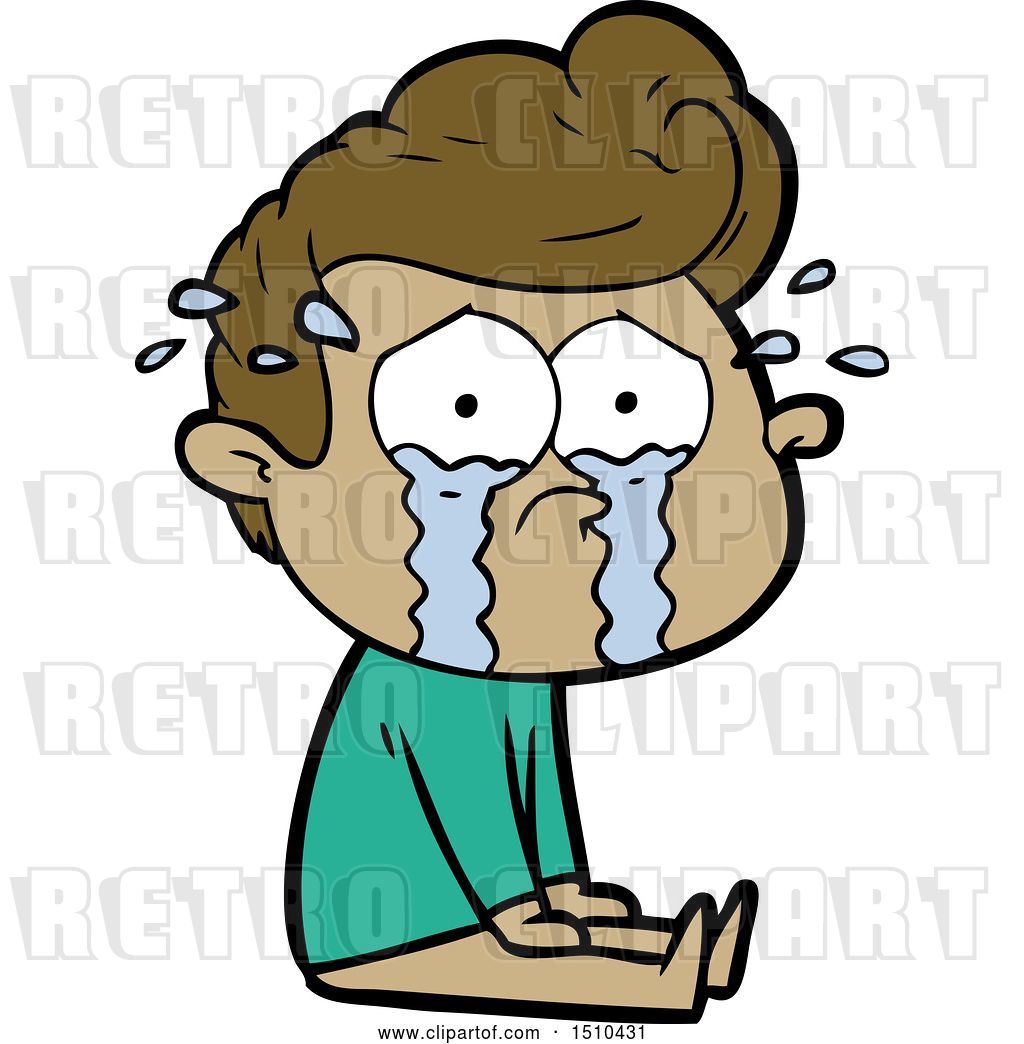 Vector Clip Art of Retro Cartoon Crying Guy by lineartestpilot - #46439