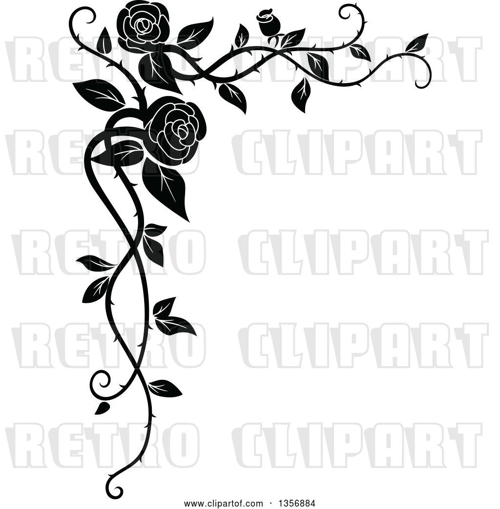 Download Vector Clip Art of Retro Corner Floral Rose Vine Border ...