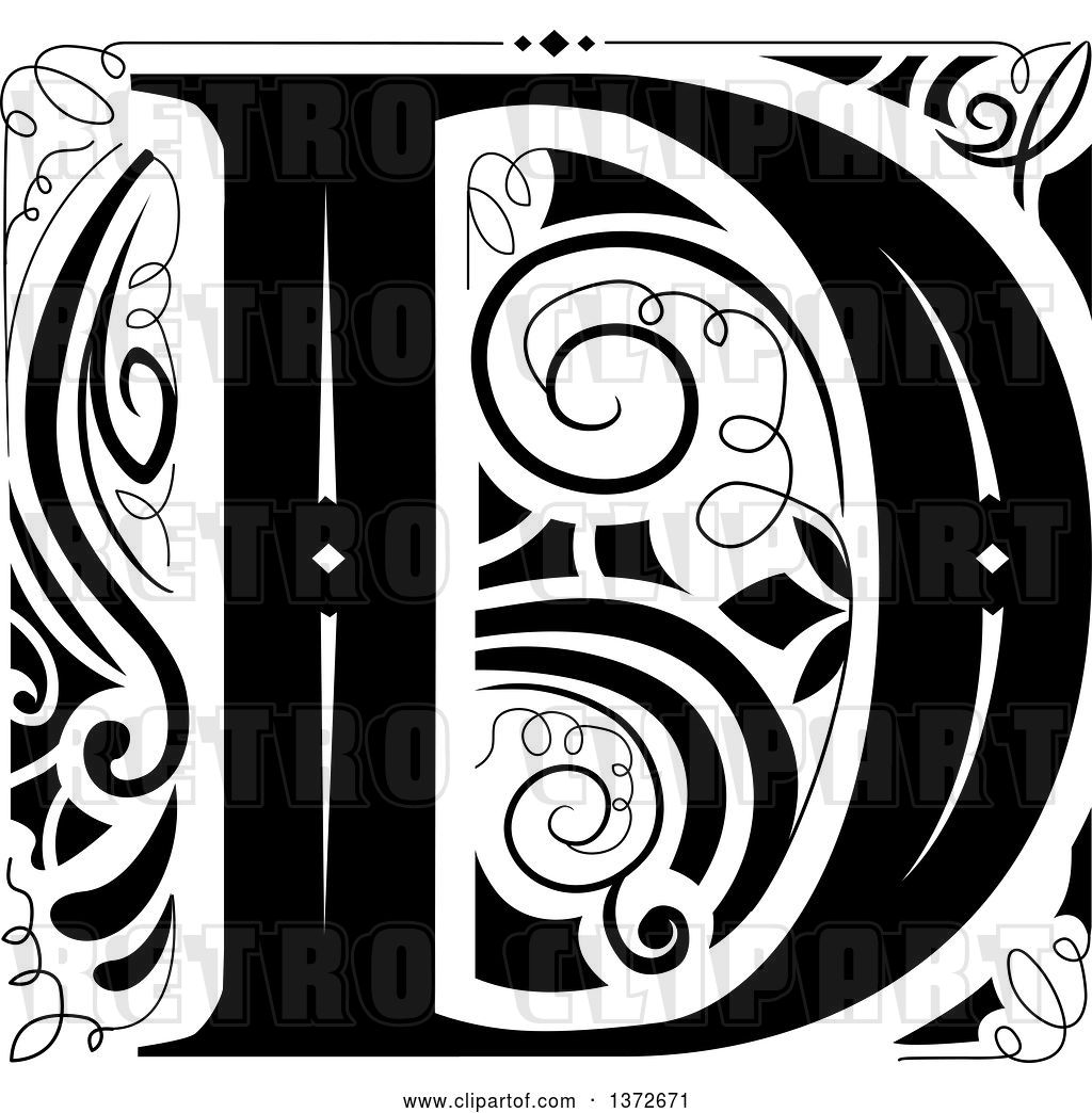 Vector Clip Art of Retro Letter D Monogram by BNP Design Studio - #40995