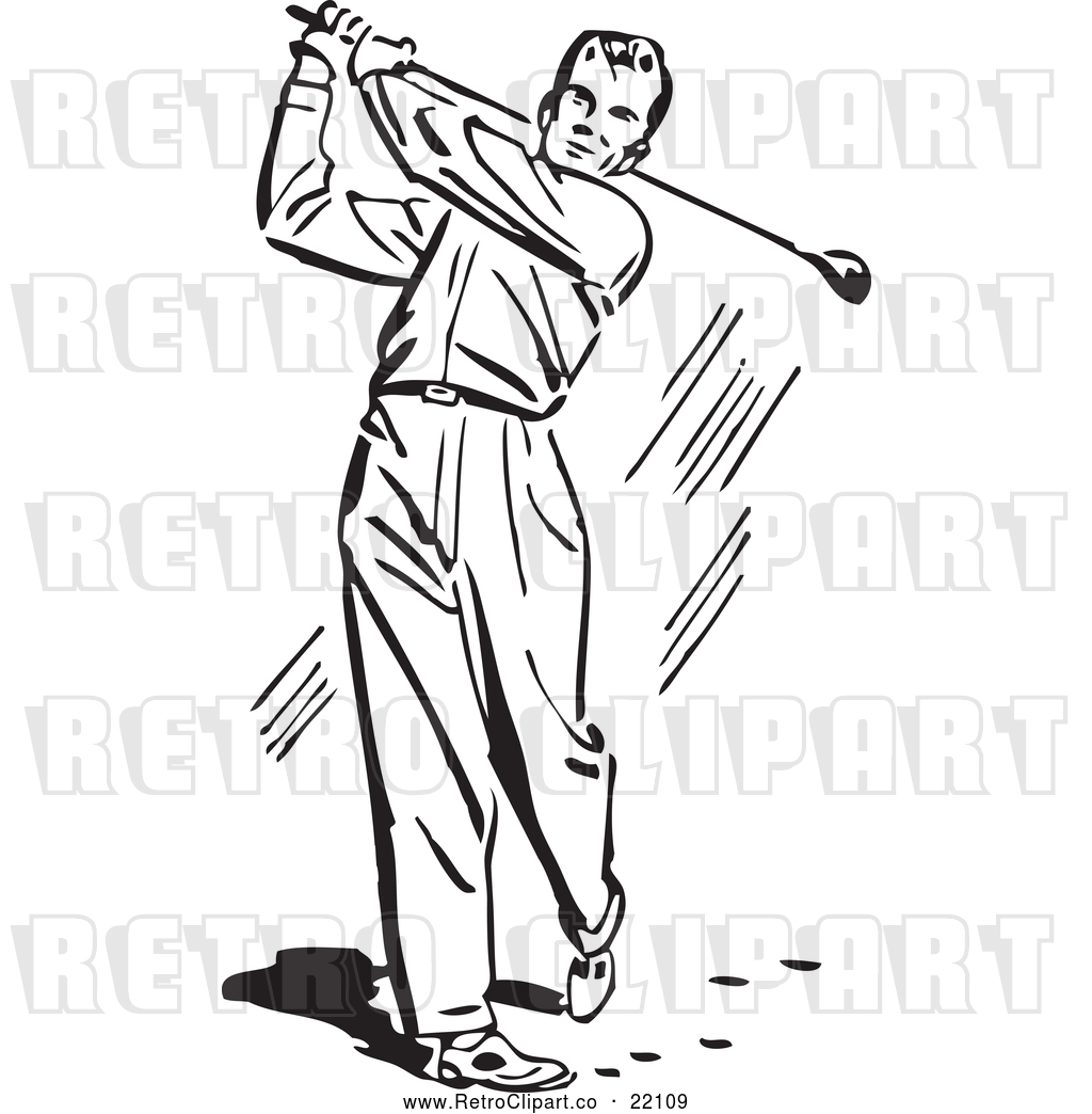 Vector Clip Art of Retro Man Golfing by BestVector - #22109