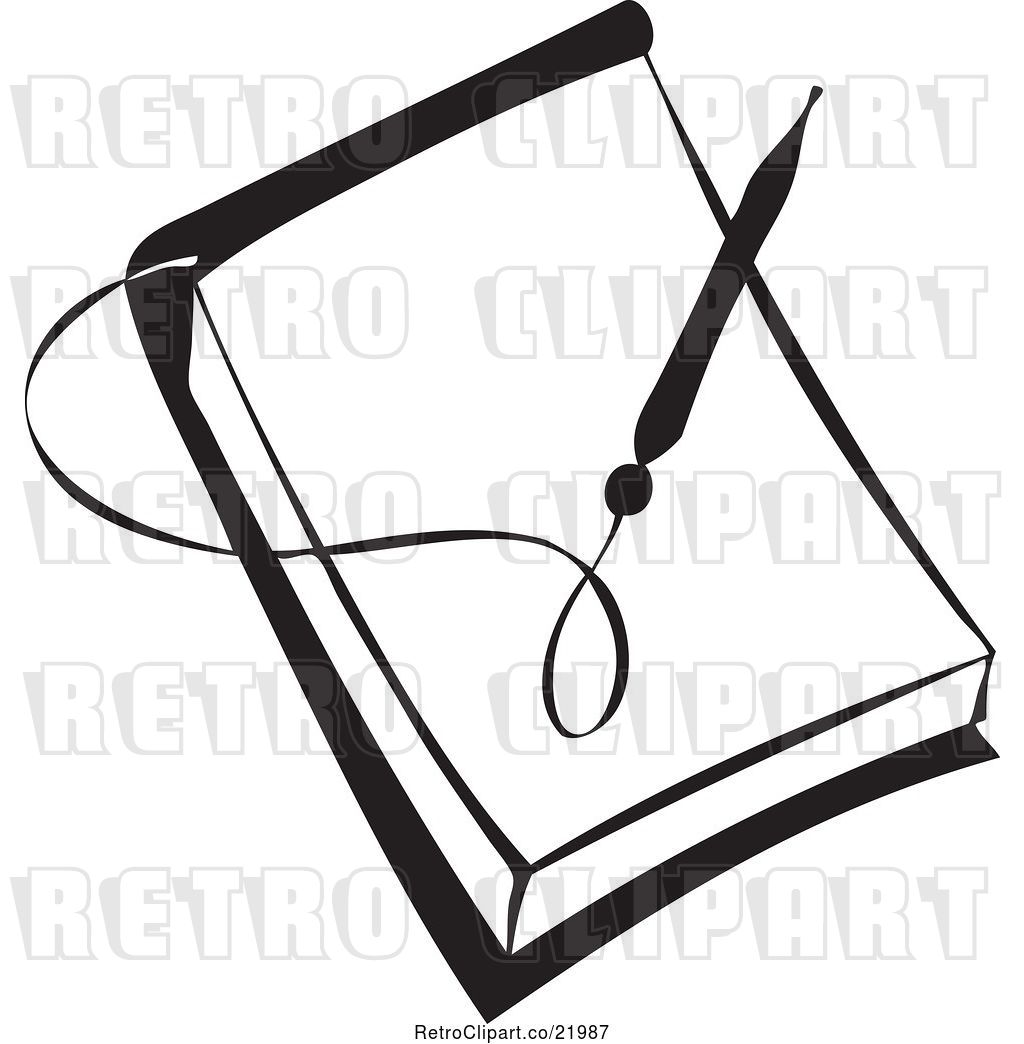 Vector Clip Art Of Retro Pen Over A Blank Note Pad By Bestvector