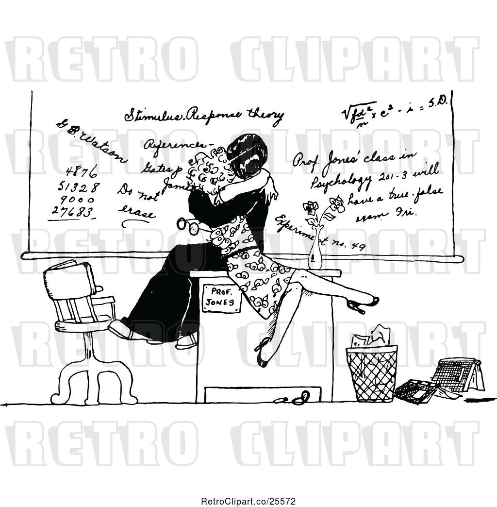 Vector Clip Art Of Retro Professor Making Out With A Student On A