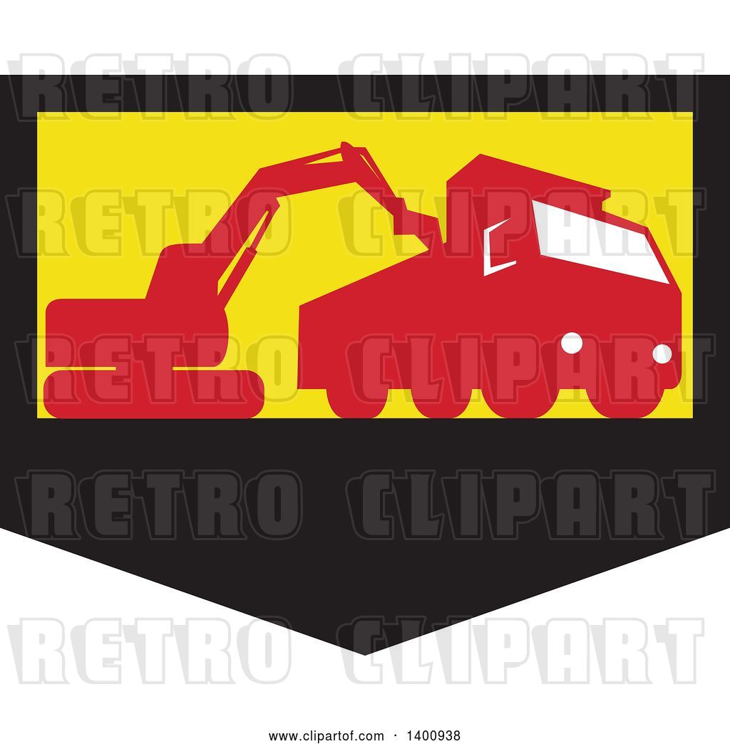 Vector Clip Art of Retro Silhouetted Mechanical Digger Excavator ...