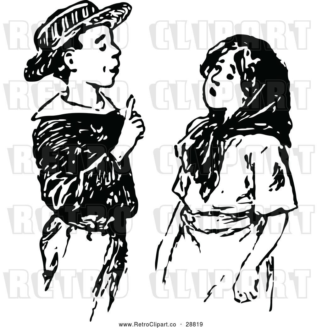 Vector Clip Art Of Retro Smart Boy Talking To A Girl By Prawny Vintage 28819