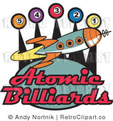 Clip Art Atomic Billiards Rocket Sign Royalty Free Retro Vector by Andy Nortnik