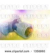 Clip Art of Retro 3d Digital Camera over a Bokeh Flare Background by KJ Pargeter