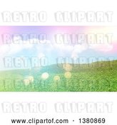 Clip Art of Retro 3d Grassy Hill, with Flares by KJ Pargeter
