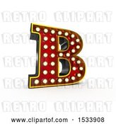 Clip Art of Retro 3d Illuminated Theater Styled Letter B, on a White Background by Stockillustrations
