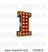 Clip Art of Retro 3d Illuminated Theater Styled Letter I, on a White Background by Stockillustrations