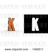 Clip Art of Retro 3d Illuminated Theater Styled Letter K, with Alpha Map for Isolation by Stockillustrations