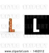 Clip Art of Retro 3d Illuminated Theater Styled Letter L, with Alpha Map for Isolation by Stockillustrations