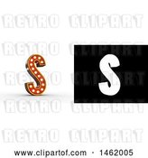 Clip Art of Retro 3d Illuminated Theater Styled Letter S, with Alpha Map for Isolation by Stockillustrations