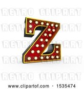 Clip Art of Retro 3d Illuminated Theater Styled Letter Z, on a White Background by Stockillustrations