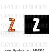 Clip Art of Retro 3d Illuminated Theater Styled Letter Z, with Alpha Map for Isolation by Stockillustrations
