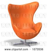 Clip Art of Retro 3d Orange Egg Chair 1 by