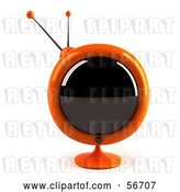 Clip Art of Retro 3d Orange Round Television - Version 2 by Julos