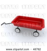 Clip Art of Retro 3d Red Toy Wagon with a Handle by KJ Pargeter