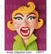 Clip Art of Retro 3d Screaming Blond Lady by
