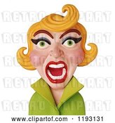 Clip Art of Retro 3d Screaming Blond Lady by Amy Vangsgard