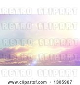 Clip Art of Retro 3d Sun Shining with Flares Through Clouds by KJ Pargeter