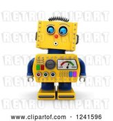 Clip Art of Retro 3d Surprised Yellow Robot Looking down by Stockillustrations