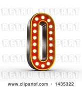 Clip Art of Retro 3d Theater Light Bulb Styled Number 0, on a White Background, with Clipping Path by Stockillustrations