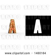 Clip Art of Retro 3D Theater Styled Letter a Design with Light Bulbs Illuminating It by Stockillustrations