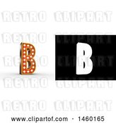 Clip Art of Retro 3D Theater Styled Letter B Design with Light Bulbs Illuminating It by Stockillustrations