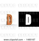 Clip Art of Retro 3D Theater Styled Letter D Design with Light Bulbs Illuminating It by Stockillustrations