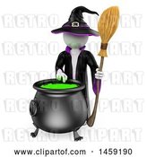 Clip Art of Retro 3d White Guy Witch Making a Potion, on a White Background by