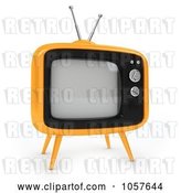 Clip Art of Retro 3d Yellow Box Tv by BNP Design Studio