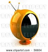 Clip Art of Retro 3d Yellow Round Television - Version 3 by