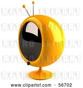 Clip Art of Retro 3d Yellow Round Television - Version 7 by