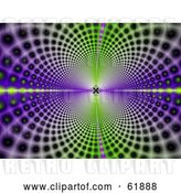 Clip Art of Retro Background of Psychedelic Green and Purple Circles Leading and Reflecting into the Distance by ShazamImages