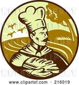 Clip Art of Retro Baker Holding Bread Logo by Patrimonio