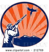 Clip Art of Retro Bird Hunter Logo by Patrimonio