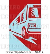 Clip Art of Retro Blue and Red Public Bus by Patrimonio