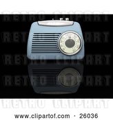 Clip Art of Retro Blue Radio Box on a Reflective Black Surface by KJ Pargeter