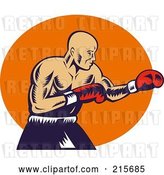 Clip Art of Retro Boxer Throwing Jabs by Patrimonio