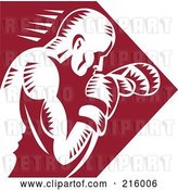 Clip Art of Retro Boxer Throwing Punches by Patrimonio