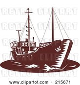 Clip Art of Retro Brown Coastal Trader Ship by Patrimonio