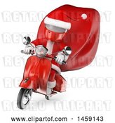 Clip Art of Retro Cartoon 3d White Guy Santa Riding a Scooter, on a White Background by Texelart