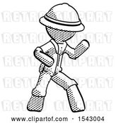 Clip Art of Retro Cartoon Halftone Explorer Ranger Guy Martial Arts Defense Pose Right by Leo Blanchette