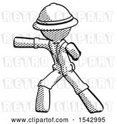 Clip Art of Retro Cartoon Halftone Explorer Ranger Guy Martial Arts Punch Left by Leo Blanchette